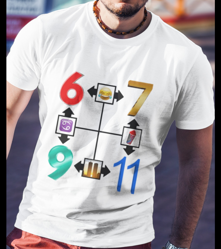67 69 9 11 Emoji Directional Symbols With Laughing Face Crying Tears T-Shirt