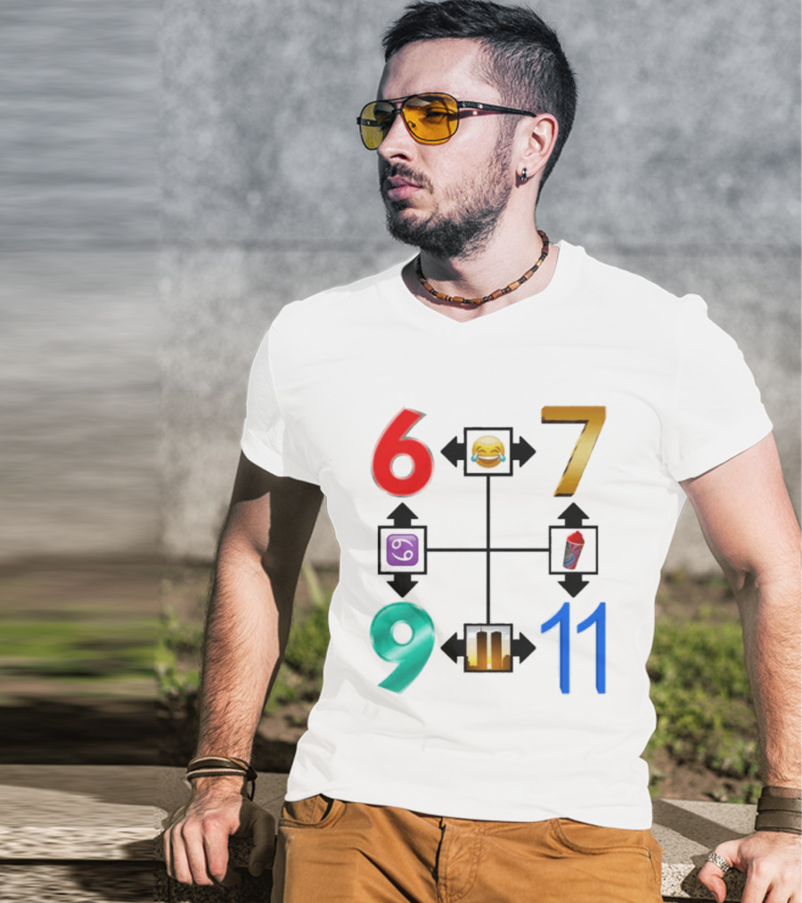67 69 9 11 Emoji Directional Symbols With Laughing Face Crying Tears T-Shirt