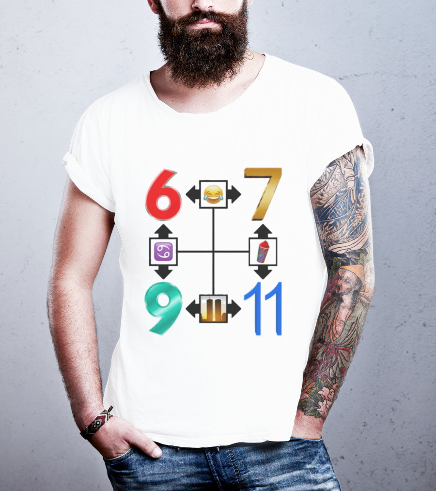 67 69 9 11 Emoji Directional Symbols With Laughing Face Crying Tears T-Shirt