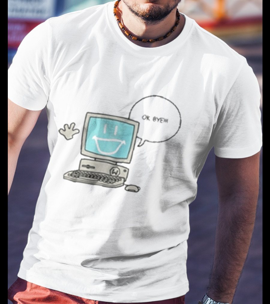 Windscribe Ok Bye Smiling Computer Icon With Speech Bubble T-Shirt