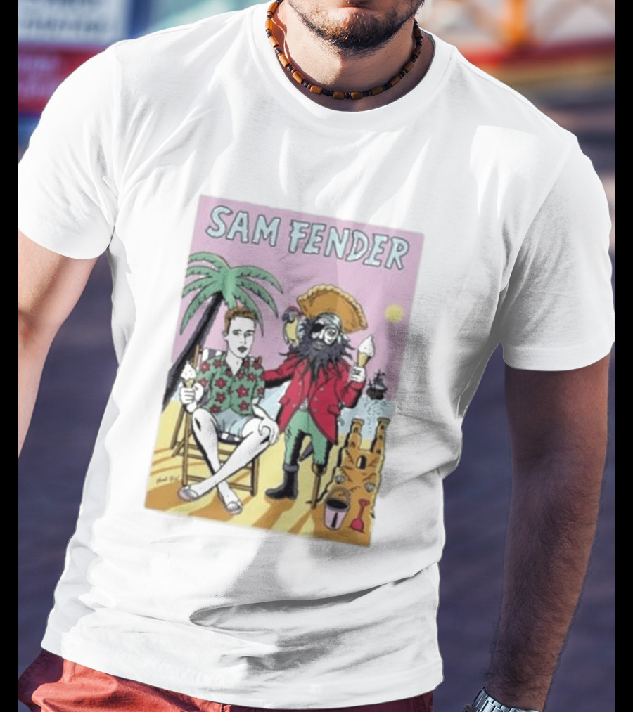 Sam Fender Tropical Pirate Ice Cream Adventure Scene T-Shirt