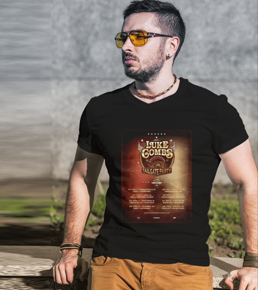 Luke Combs Bootleggers Tailgate Party 2026 My Kinda Saturday Night Tour City Dates Whiskey Jam T-Shirt