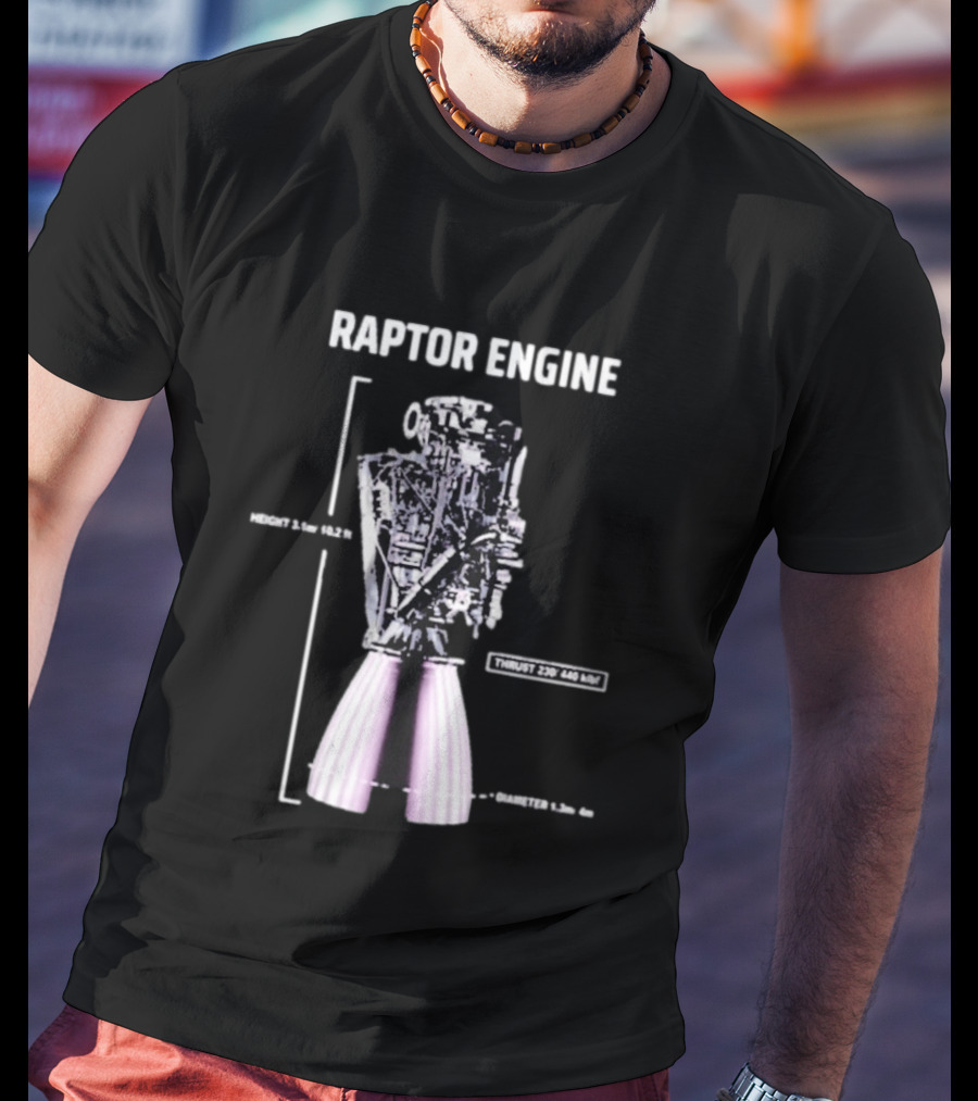 Raptor Engine Thrust 230 440 Klb Elon Musk T-Shirt