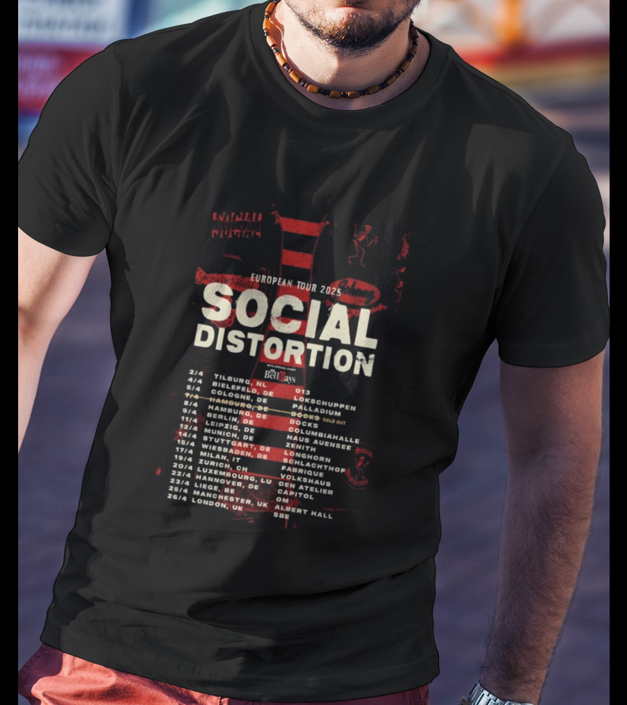 Social Distortion European Tour 2025 Tilburg Berlin Manchester London Dates Venues T-Shirt