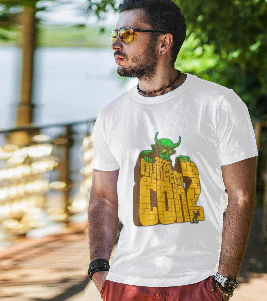 2026 Dungeon Con 2 Goodman Games Logo Green Monster T-Shirt