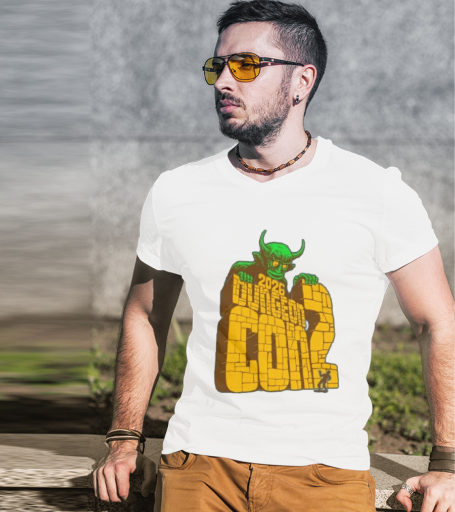 2026 Dungeon Con 2 Goodman Games Logo Green Monster T-Shirt