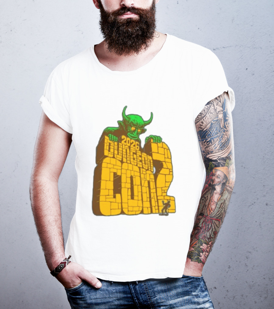 2026 Dungeon Con 2 Goodman Games Logo Green Monster T-Shirt