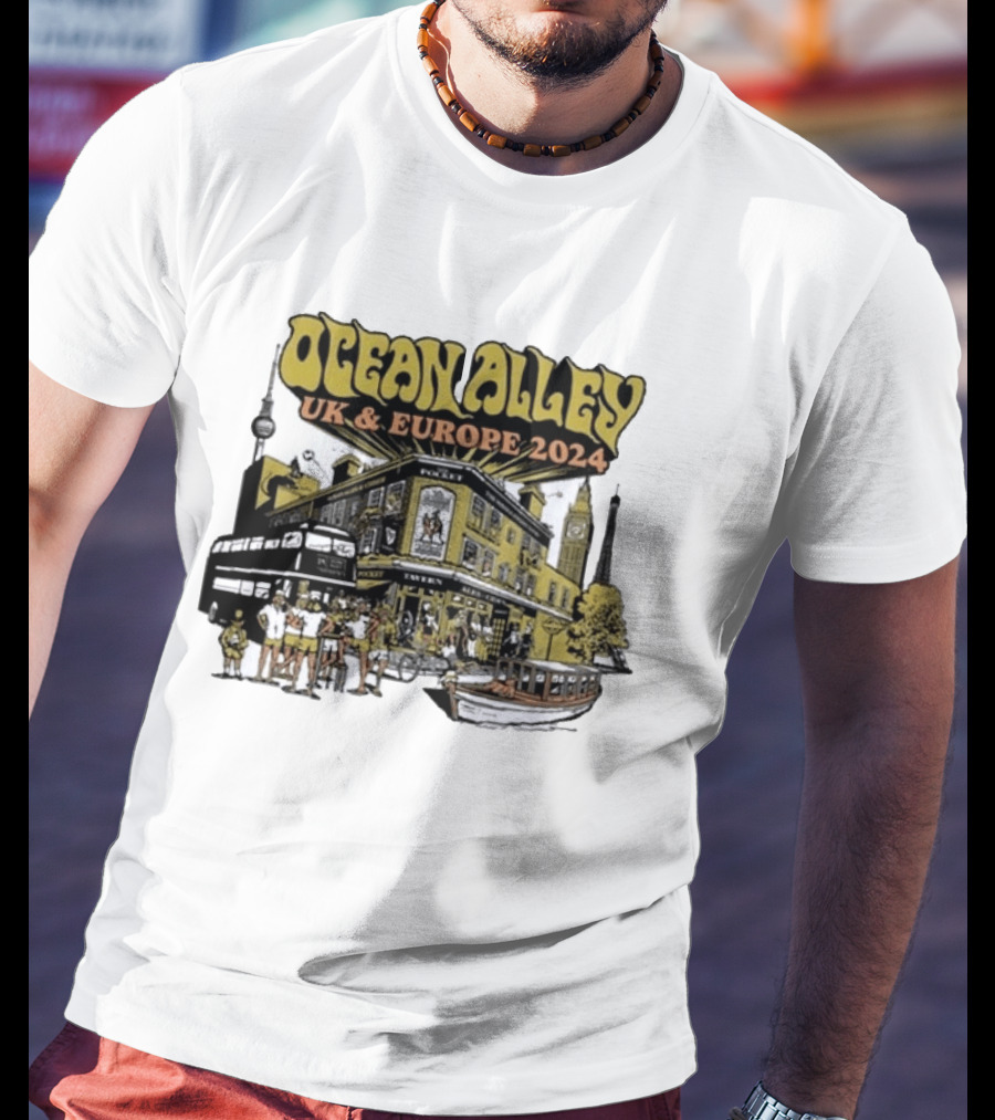 Ocean Alley UK And Europe 2024 Tour Pocket Tavern Scene With Landmarks T-Shirt