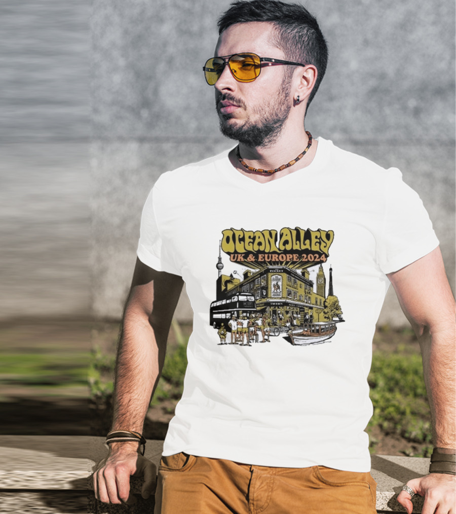 Ocean Alley UK And Europe 2024 Tour Pocket Tavern Scene With Landmarks T-Shirt