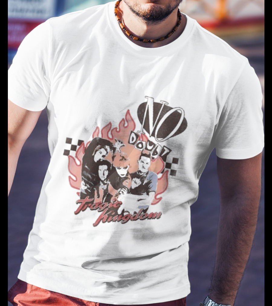 No Doubt Tragic Kingdom Band Flames And Checkerboard T-Shirt