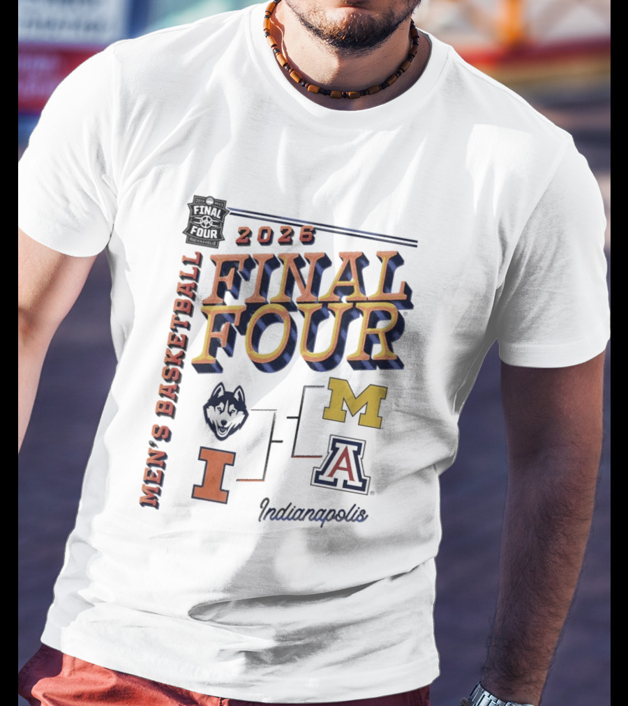 2026 Final Four Men's Basketball Indianapolis UConn Illinois Michigan Arizona T-Shirt