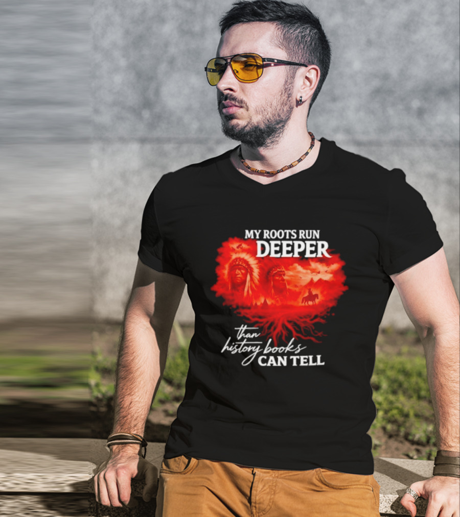 My Roots Run Deeper Than History Books Can Tell Native American Heritage T-Shirt