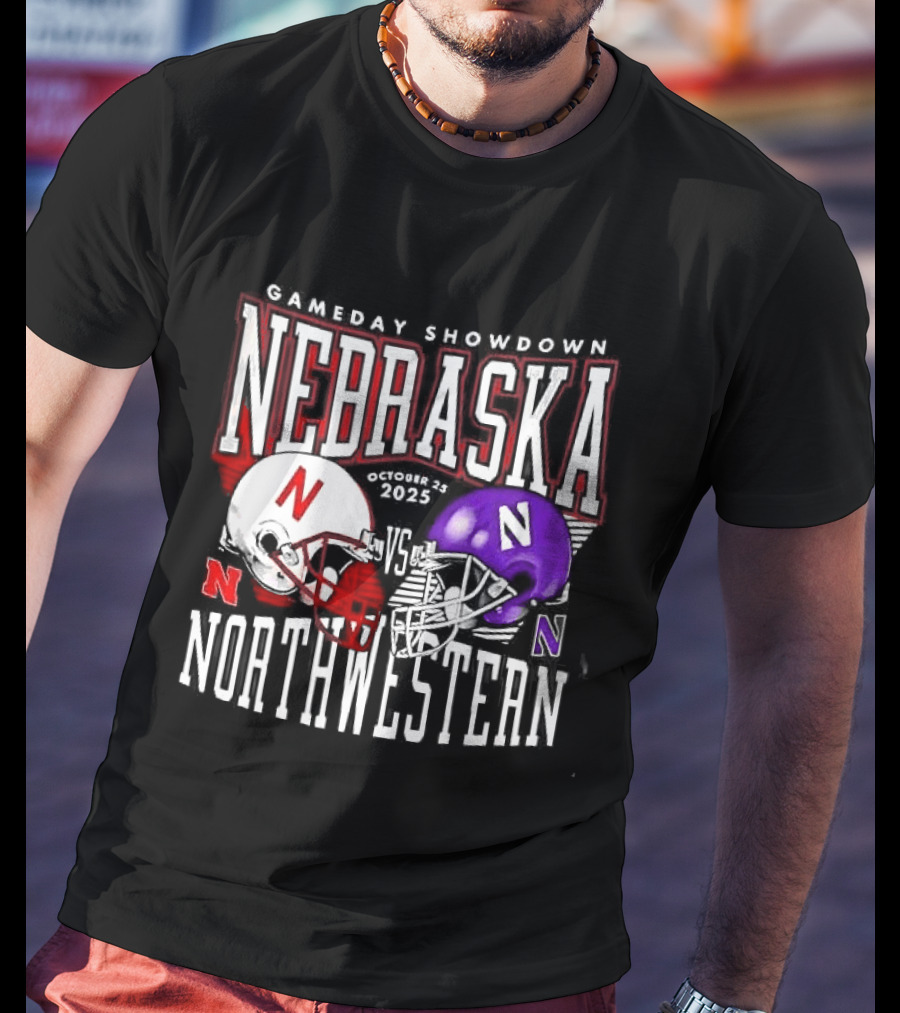 Nebraska Cornhuskers Northwestern Wildcats Gameday Showdown 2025 Helmet Matchup T-Shirt