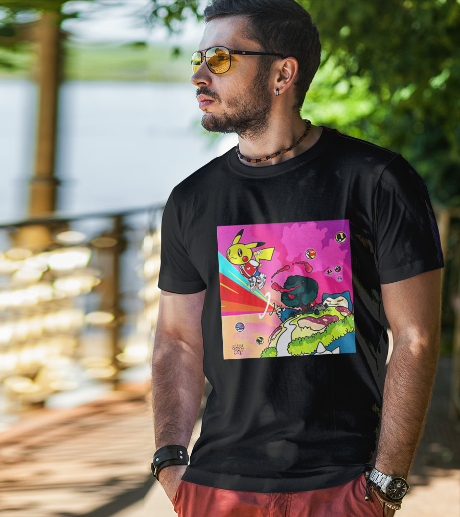 Pikachu Graduation Inspired By Album Cover Elements Pokemon Crossover Scene T-Shirt