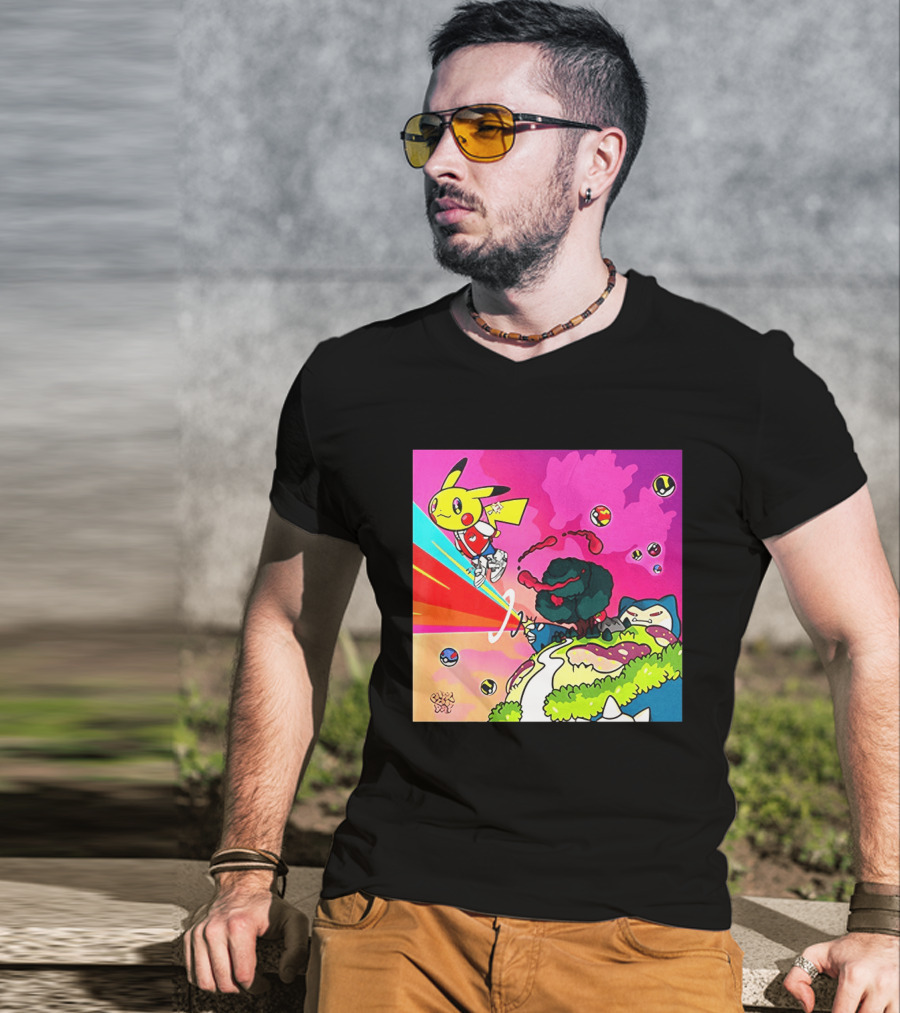 Pikachu Graduation Inspired By Album Cover Elements Pokemon Crossover Scene T-Shirt