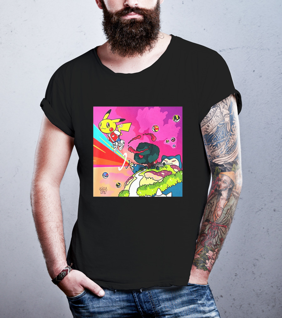 Pikachu Graduation Inspired By Album Cover Elements Pokemon Crossover Scene T-Shirt