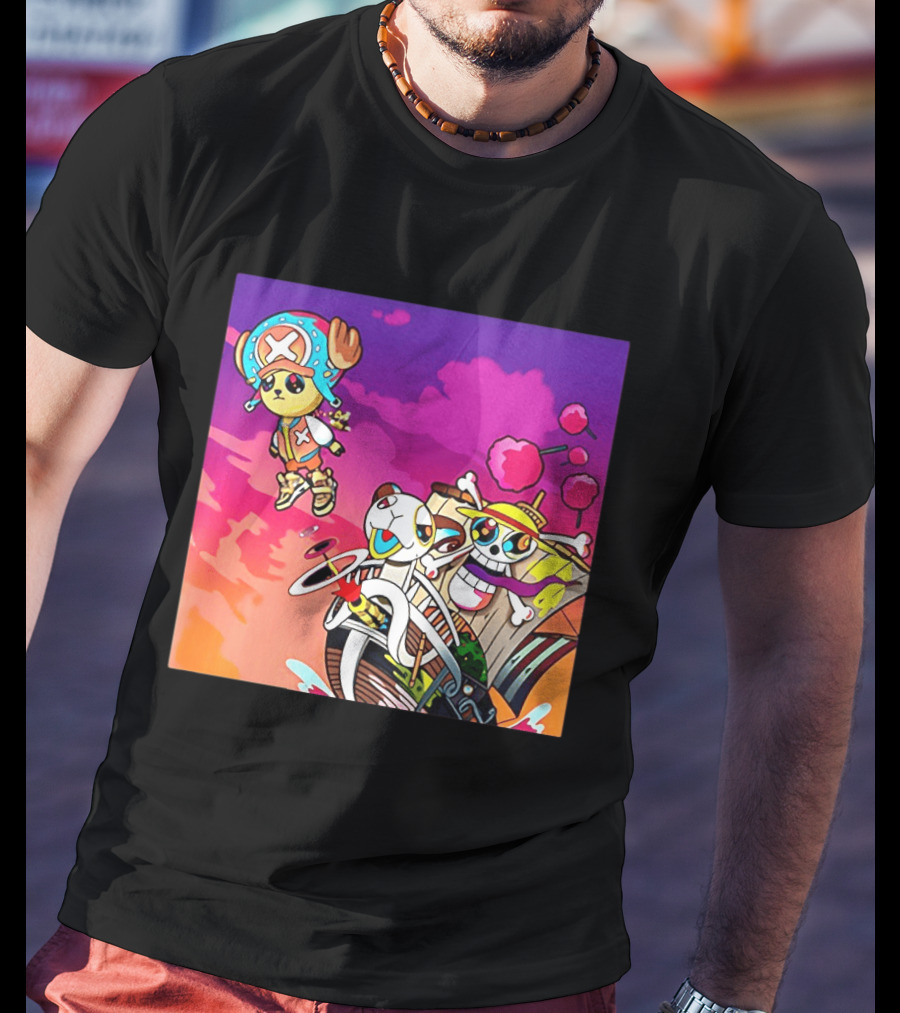 Tony Tony Chopper One Piece Anime Meets Kanye Graduation Style Fusion T-Shirt