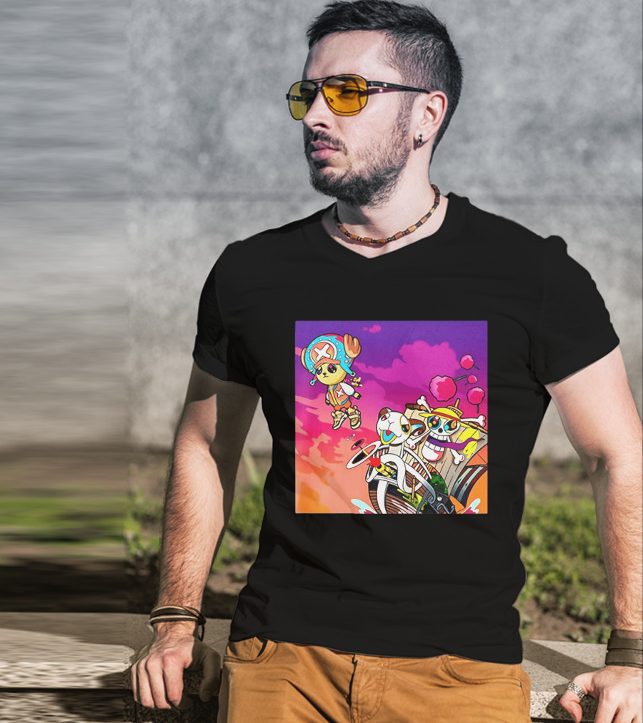 Tony Tony Chopper One Piece Anime Meets Kanye Graduation Style Fusion T-Shirt