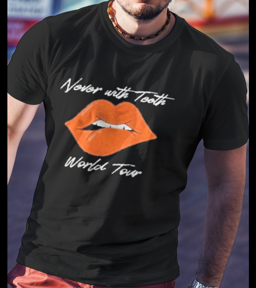 Never With Teeth World Tour Orange Lips T-Shirt