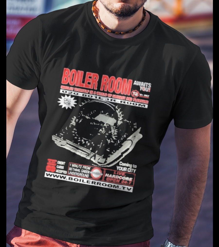 Boiler Room Hardcore TV Broadcast London Frankfurt Detroit Toronto 2001 Mix Series Coming To Your City T-Shirt