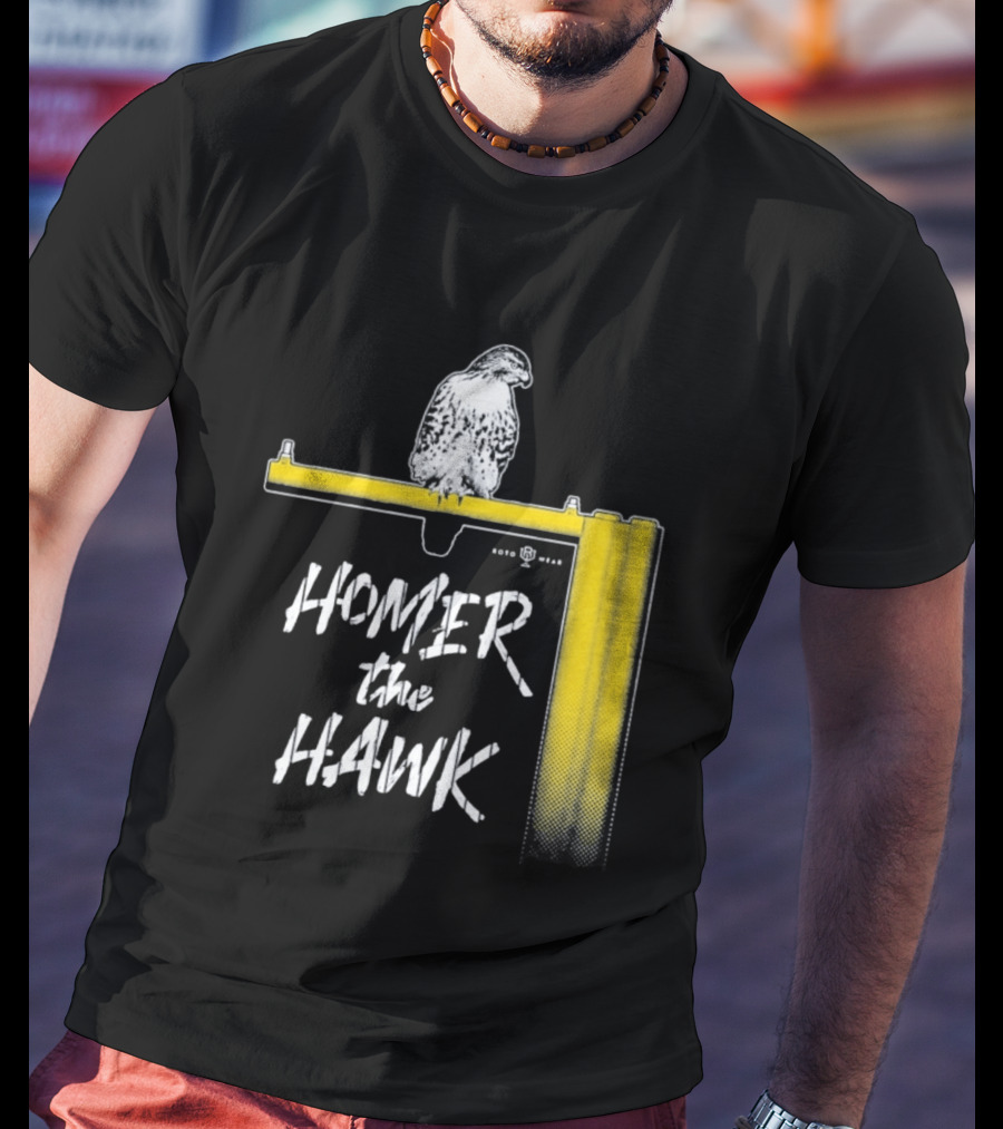 Homer The Hawk Perched On Yellow Crossbar T-Shirt