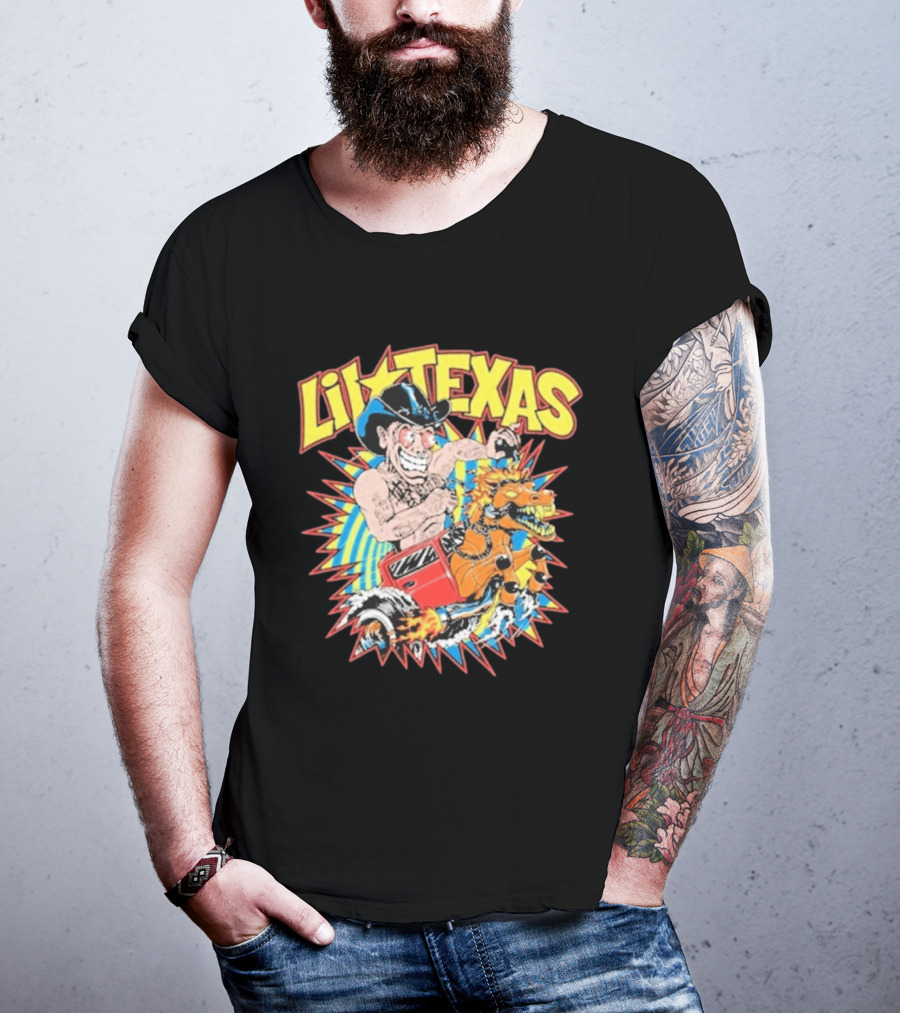Lil Texas Cartoon Cowboy Racing Dinosaur Kt8 Need For Speed T-Shirt