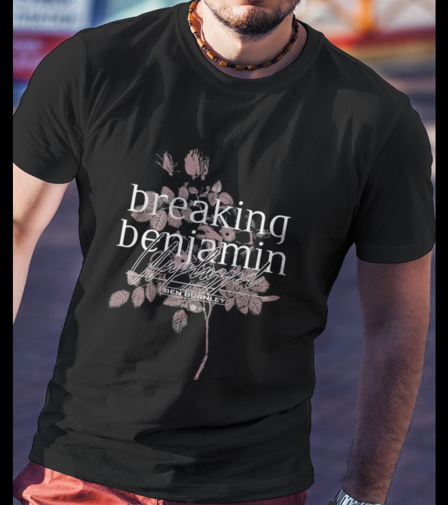 Breaking Benjamin Unplugged Pink Floral Overlay T-Shirt