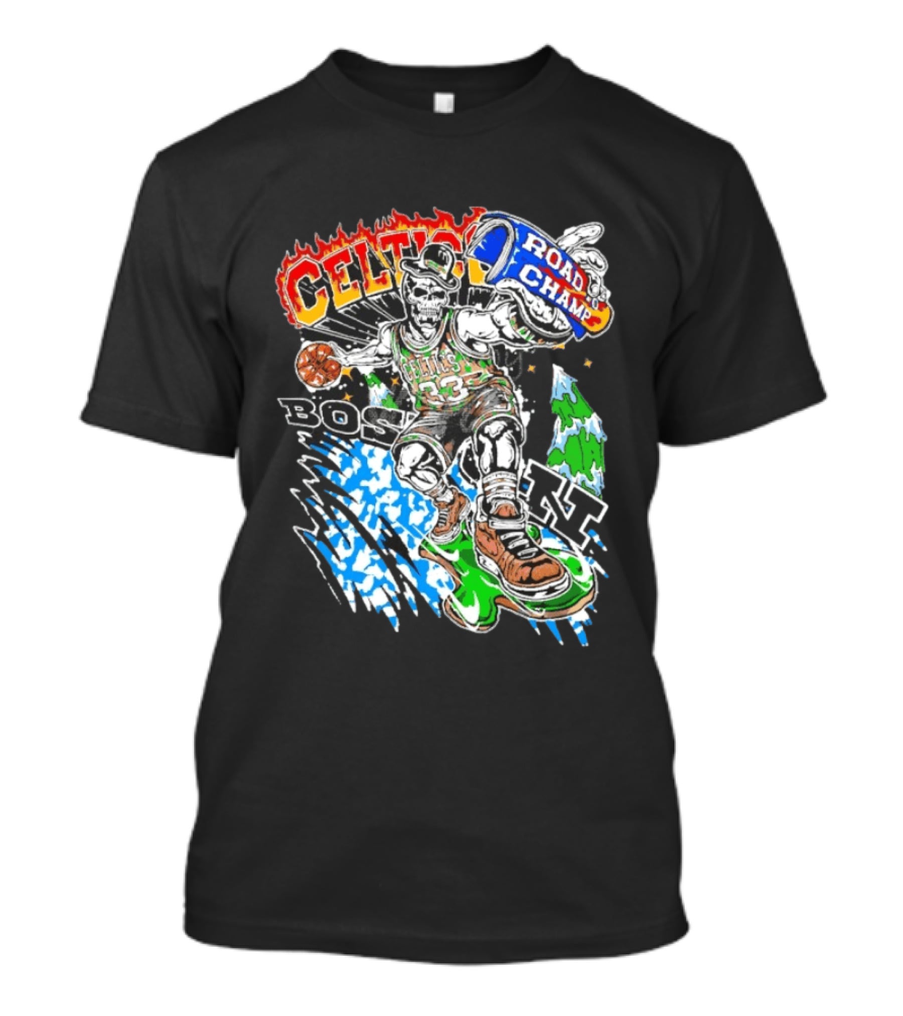 Celtics Road Champ Skull 33 Boston Basketball T-Shirt
