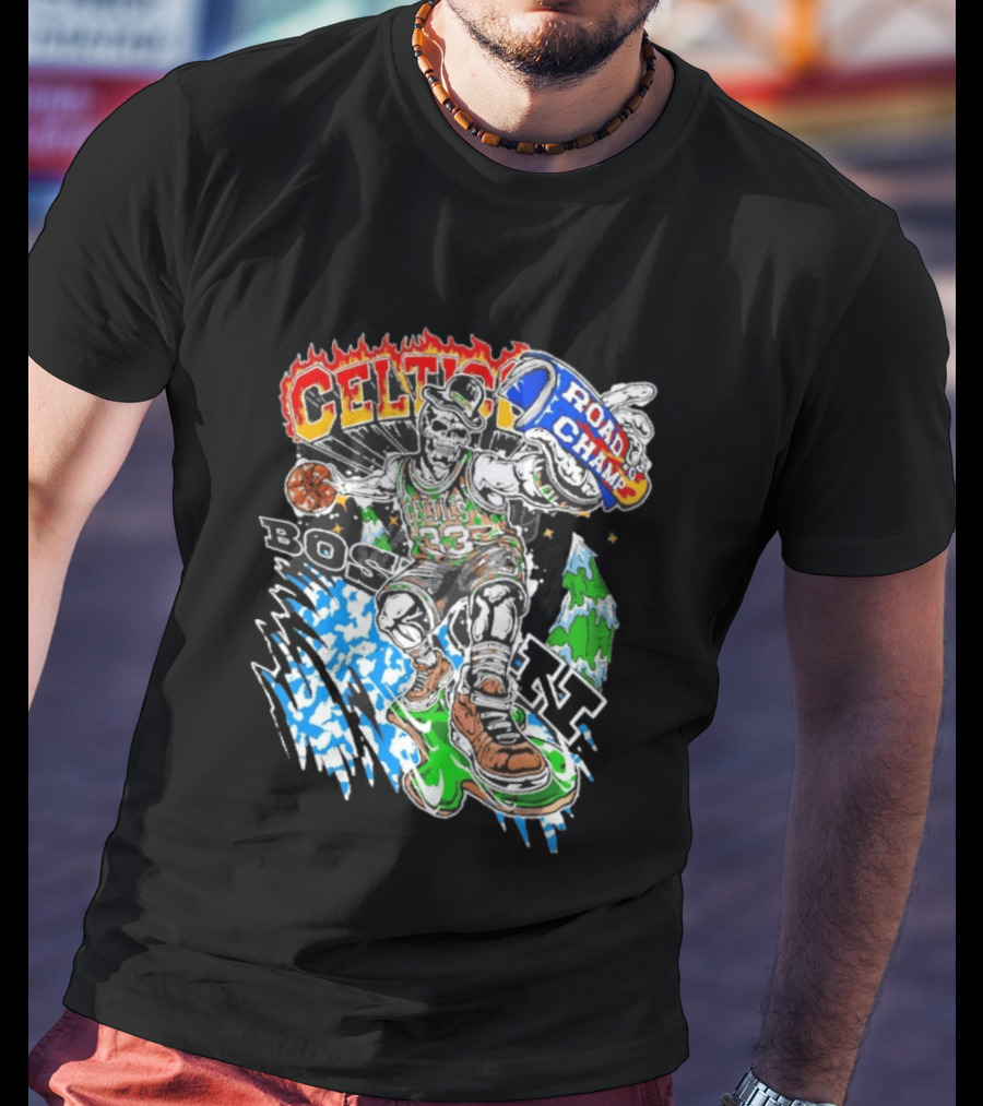 Celtics Road Champ Skull 33 Boston Basketball T-Shirt
