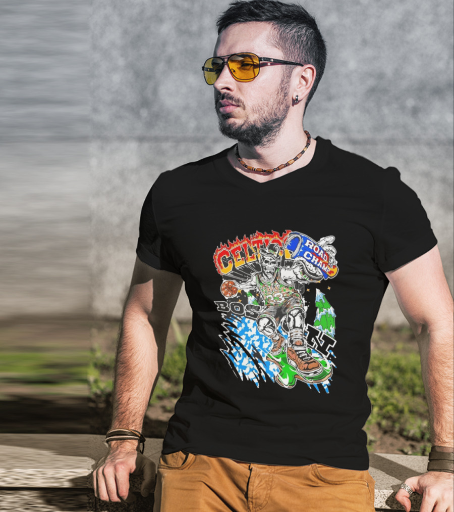 Celtics Road Champ Skull 33 Boston Basketball T-Shirt