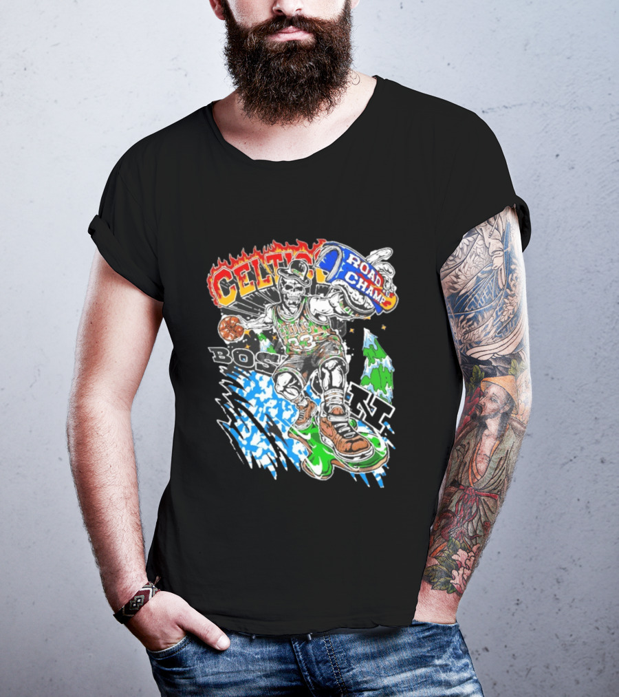 Celtics Road Champ Skull 33 Boston Basketball T-Shirt