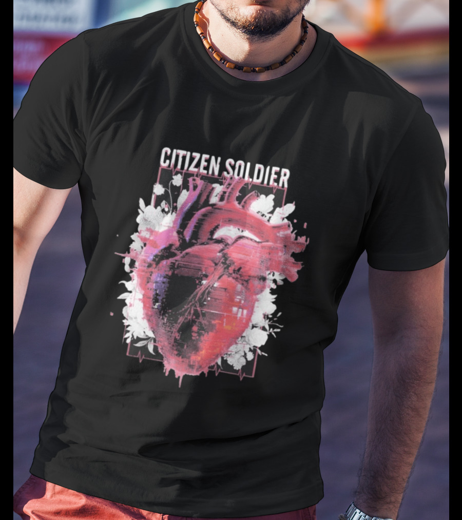 Citizen Soldier Heartbeat Anatomical Heart And Floral T-Shirt