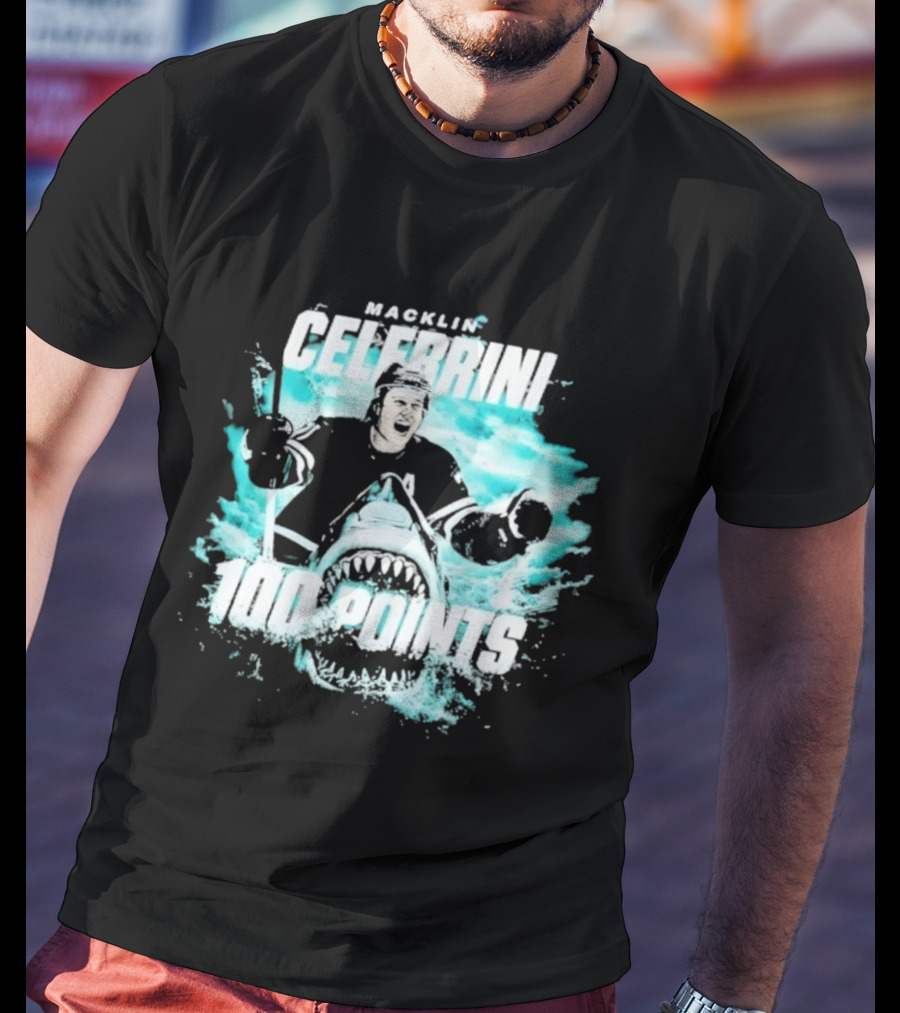 Macklin Celebrini San Jose Sharks 100 Points T-Shirt