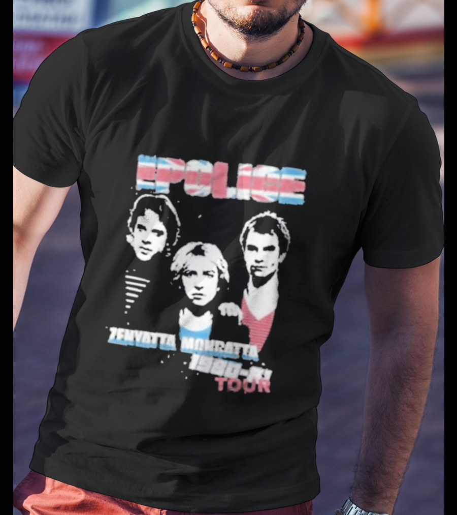 The Police Zenyatta Mondatta 1980 Tour Red White Blue Band Members T-Shirt