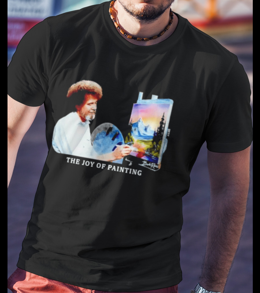 Bob Ross The Joy Of Painting Mountains And Sunset Scene T-Shirt