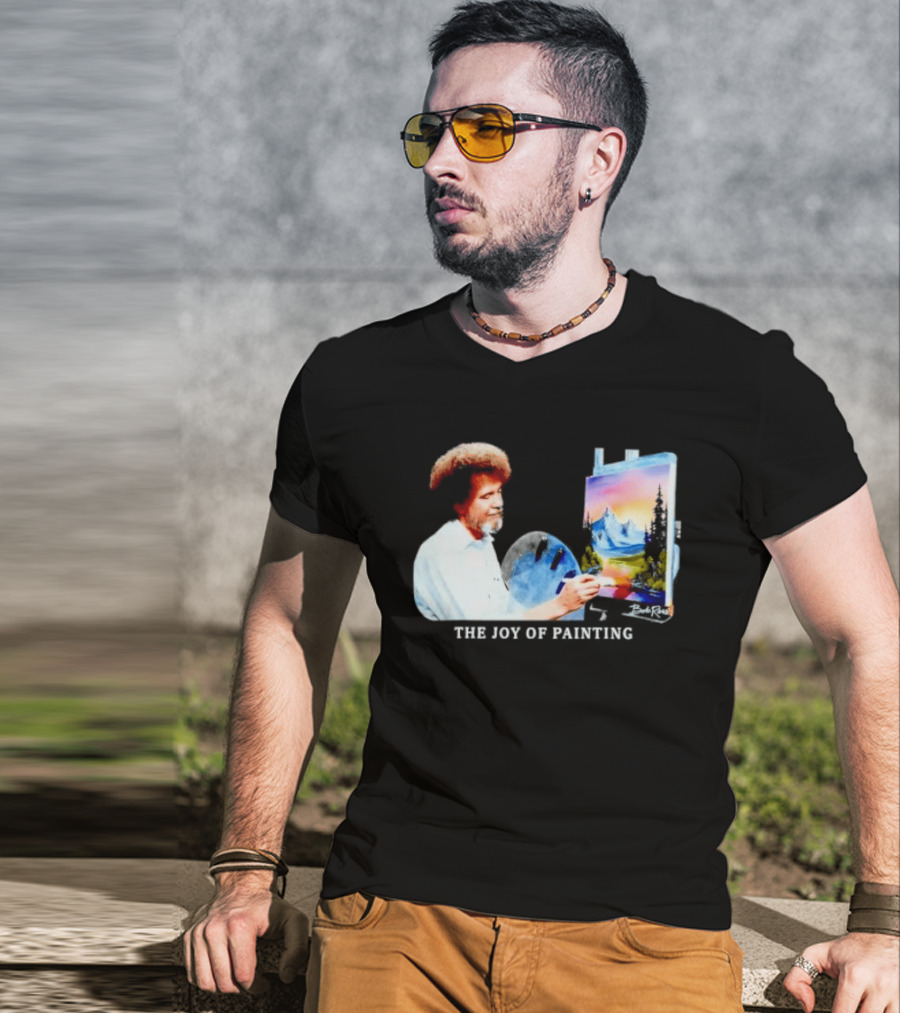 Bob Ross The Joy Of Painting Mountains And Sunset Scene T-Shirt