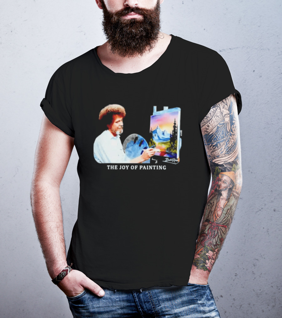Bob Ross The Joy Of Painting Mountains And Sunset Scene T-Shirt