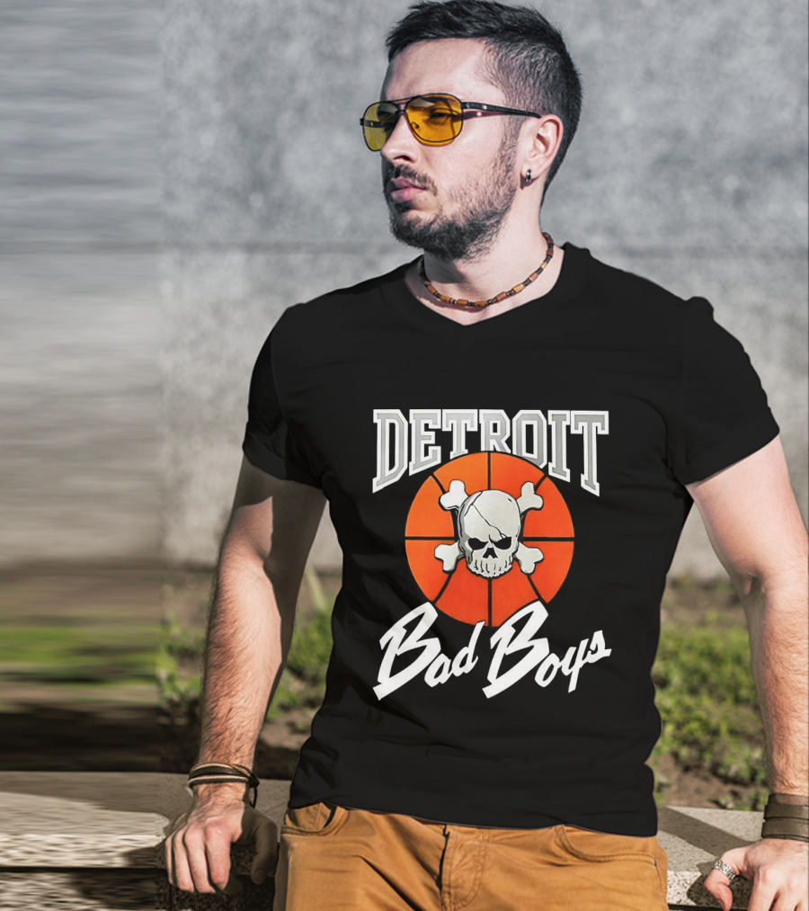 Detroit Bad Boys Skull Basketball T-Shirt