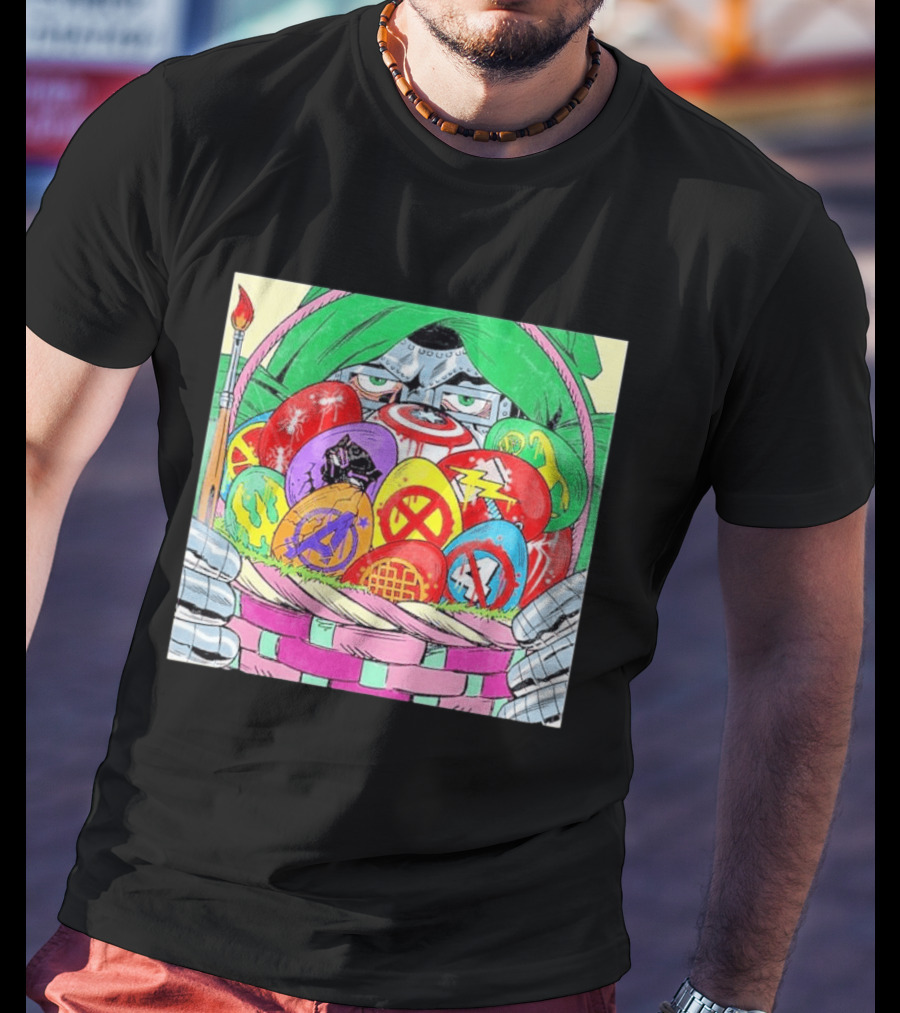 Doctor Doom Easter Egg Basket Avengers Marvel Crossover Secrets T-Shirt