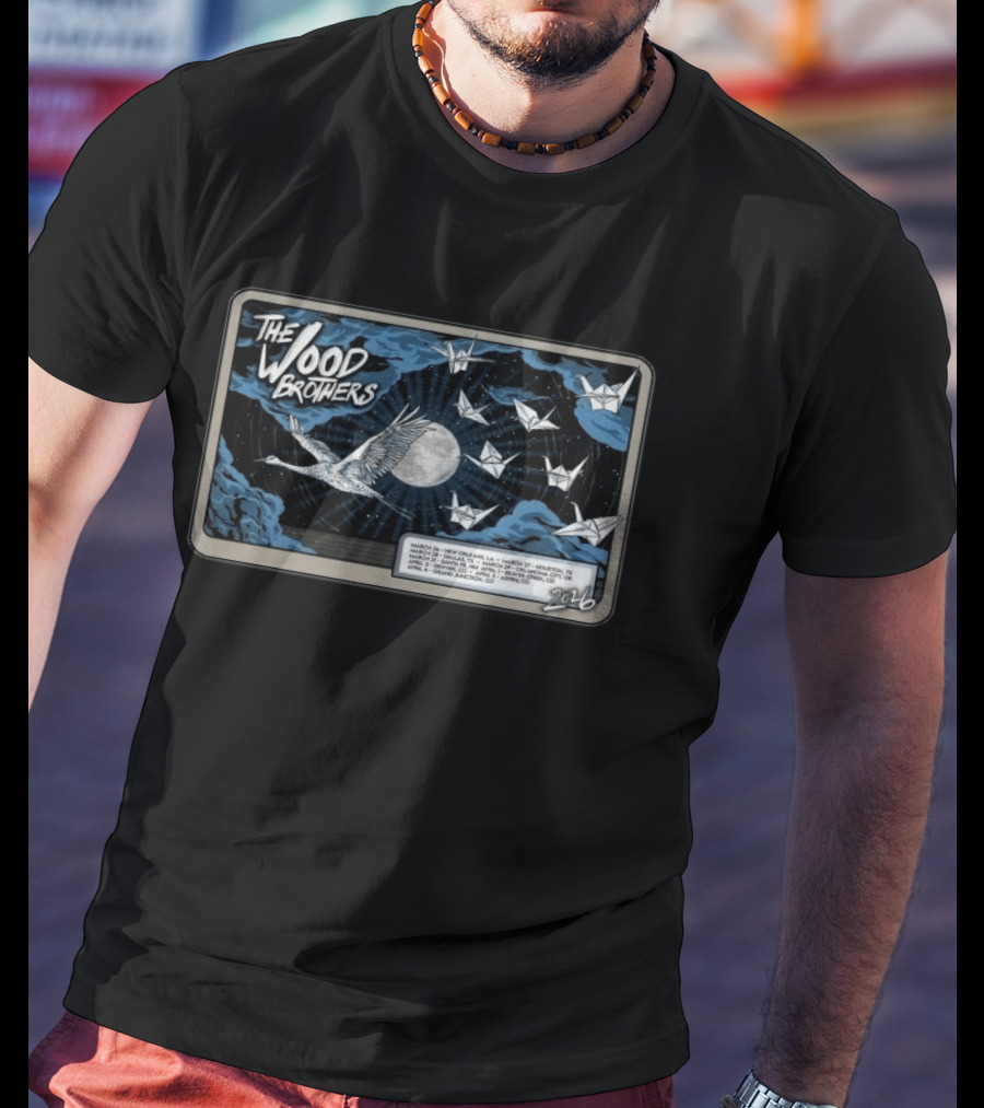 The Wood Brothers 2026 Tour Dates Avalon Theatre Grand Junction CO Origami Cranes And Moon T-Shirt