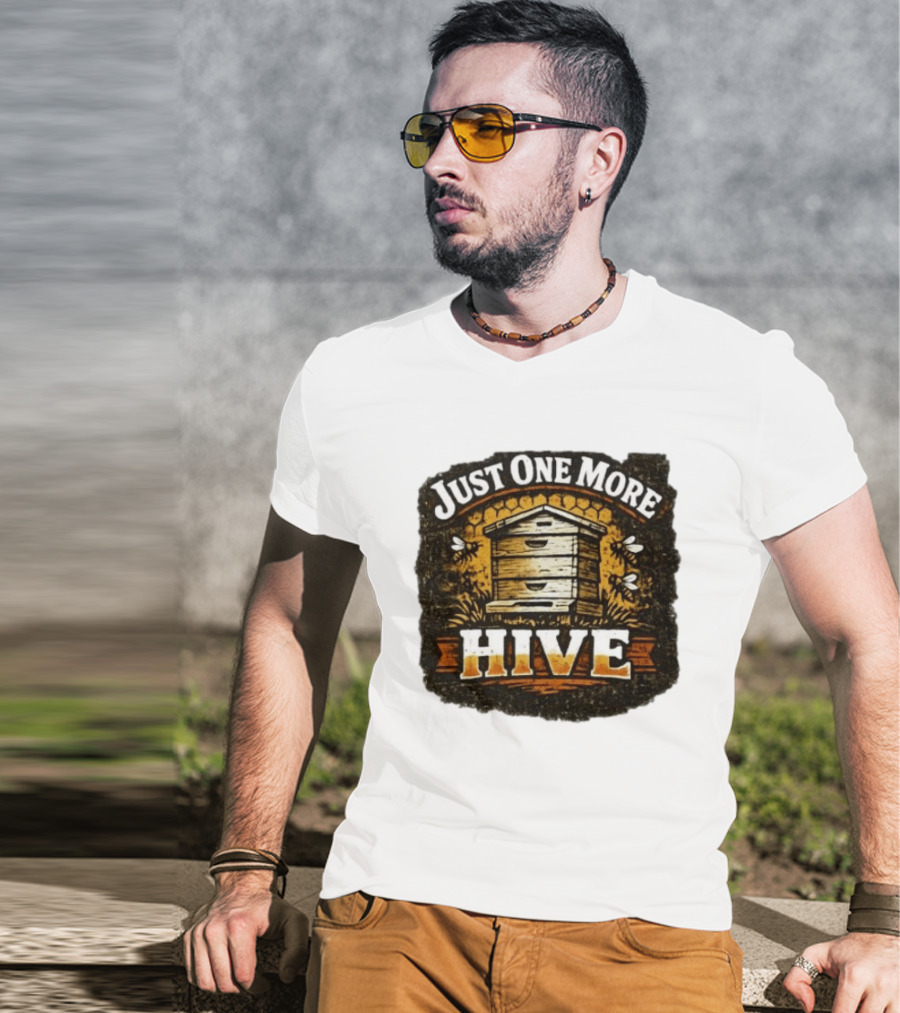 Just One More Hive Beekeeping Bees Honeycomb Apiary T-Shirt