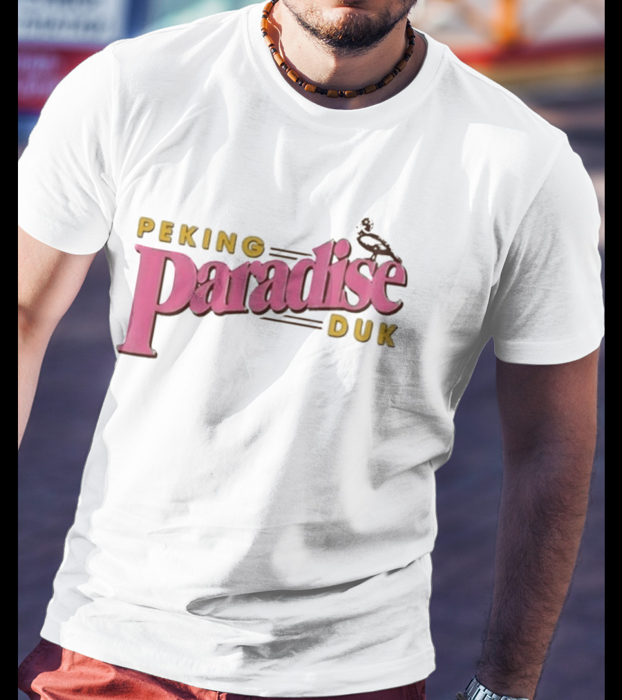 Peking Duk Paradise Bold Pink Yellow Text With Duck T-Shirt