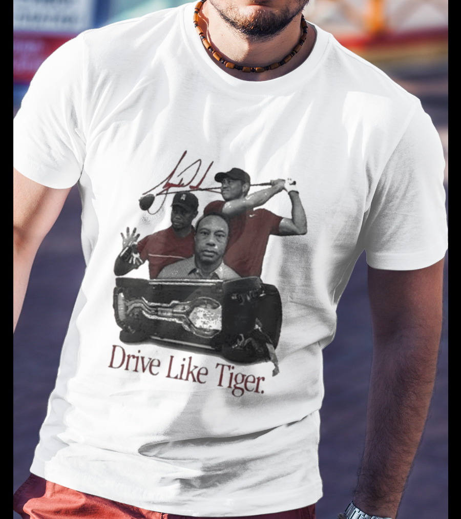 Tiger Woods Drive Like Tiger Golf Swing Car Crash T-Shirt