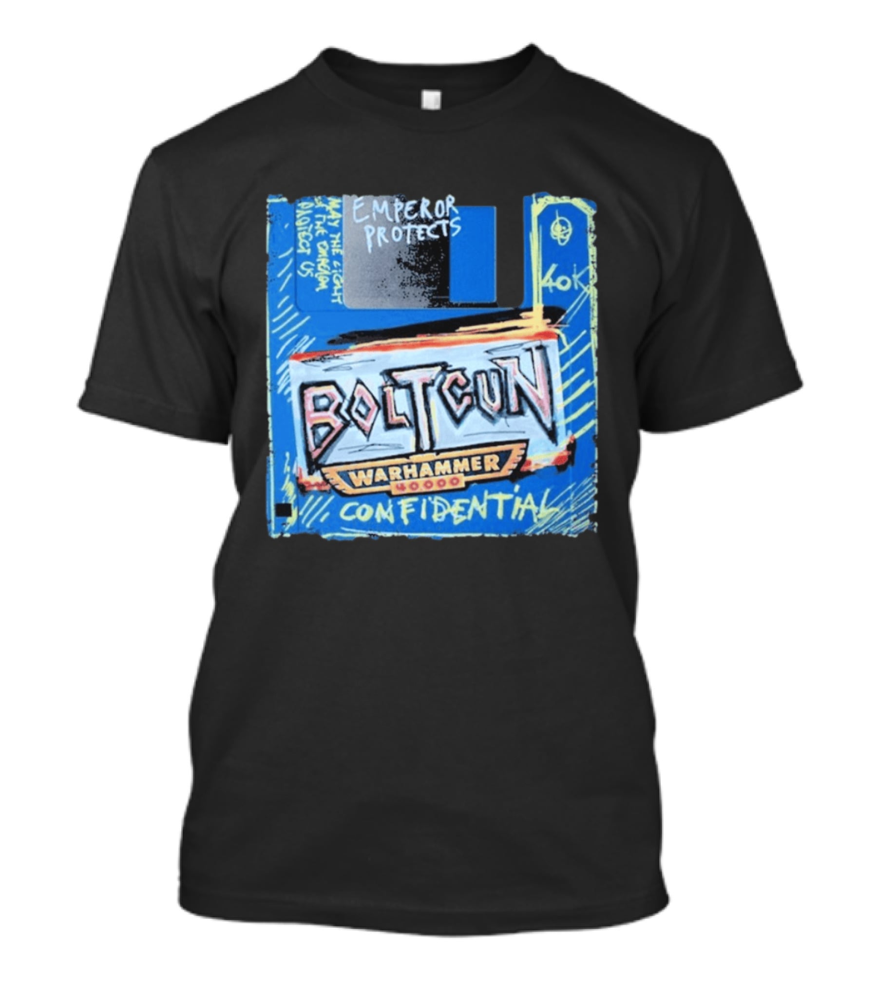 Warhammer 40K Boltgun Emperor Protects Confidential Floppy Disk T-Shirt