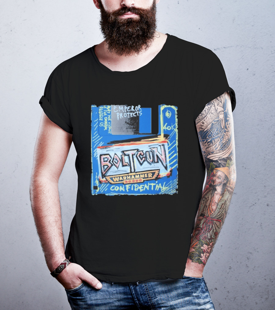 Warhammer 40K Boltgun Emperor Protects Confidential Floppy Disk T-Shirt