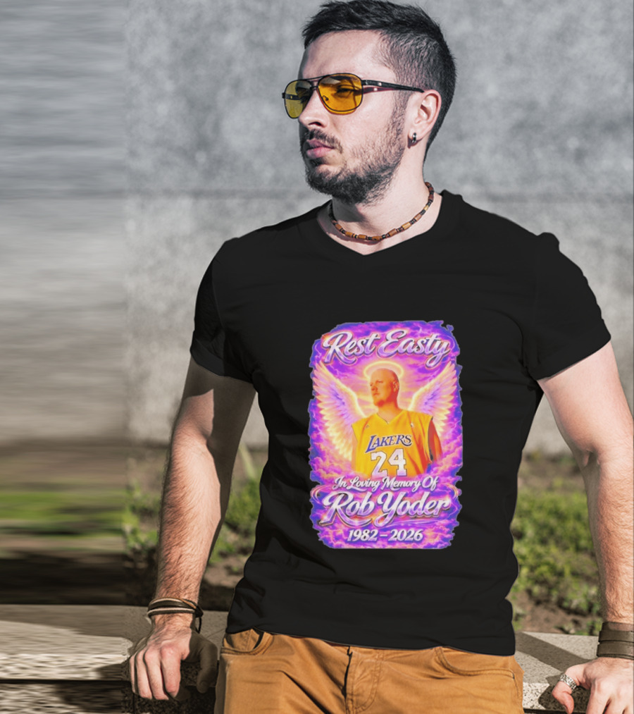 Rest Easty Lakers 24 Tribute In Loving Memory Of Rob Yoder 1982 2026 T-Shirt