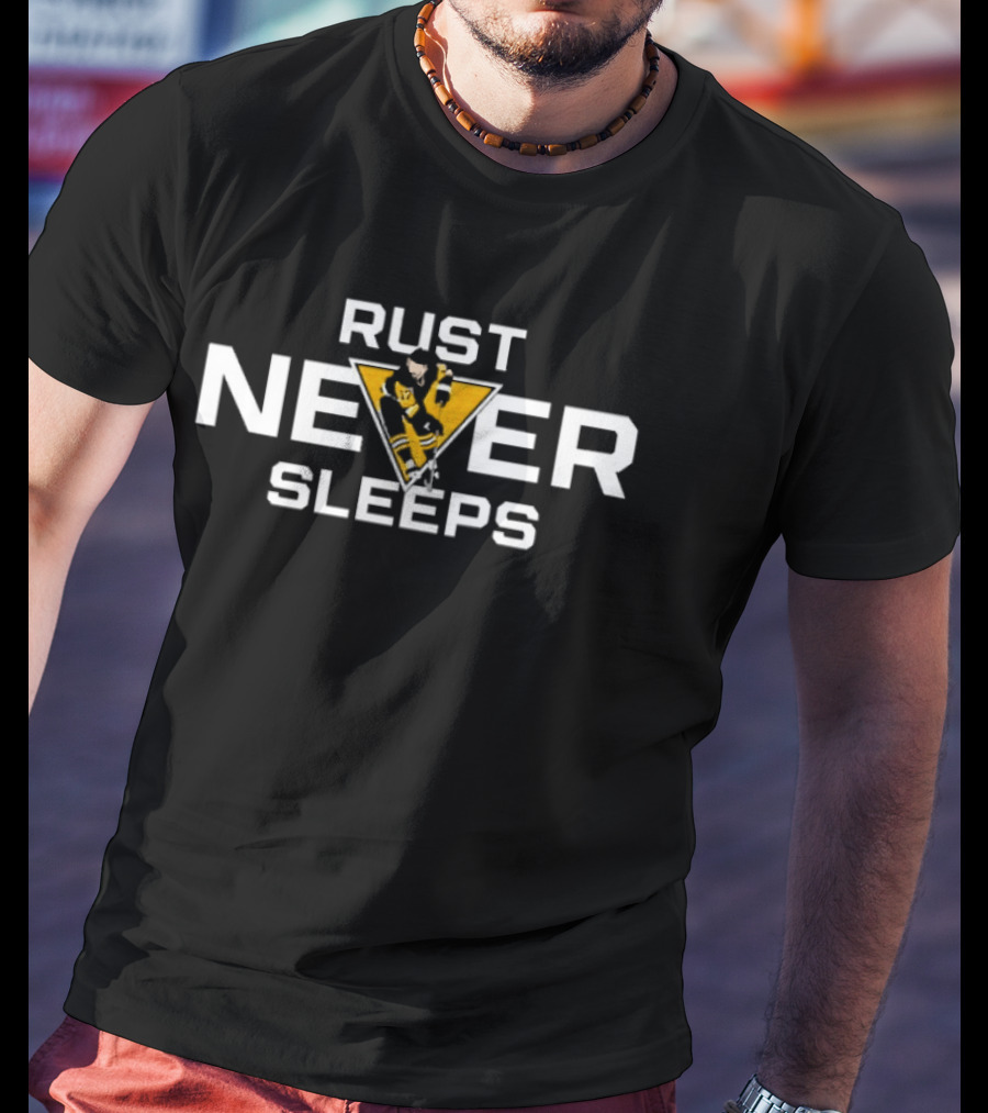 Rust Never Sleeps Bryan Rust Pittsburgh Penguins Iconic Hockey Player T-Shirt