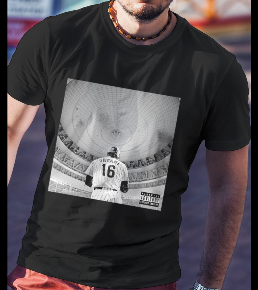 Shohei Ohtani 16 Album Cover Parental Advisory Explicit Content Stadium Dome T-Shirt