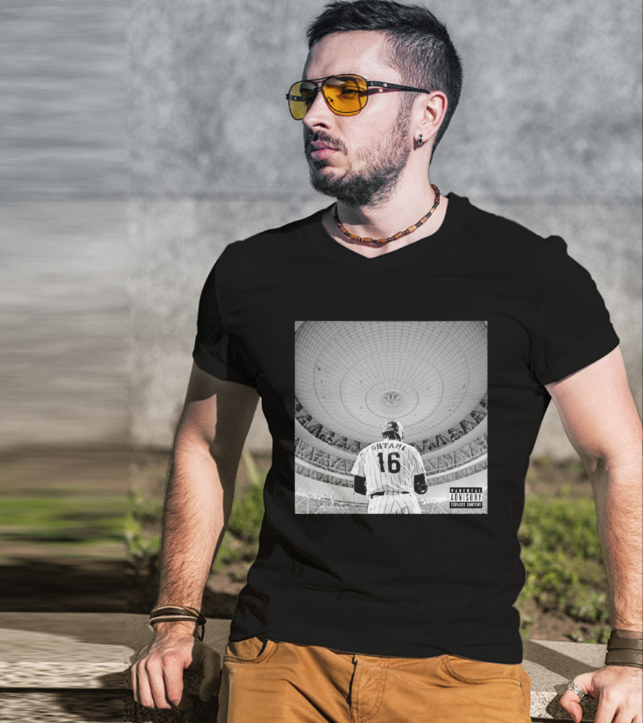 Shohei Ohtani 16 Album Cover Parental Advisory Explicit Content Stadium Dome T-Shirt