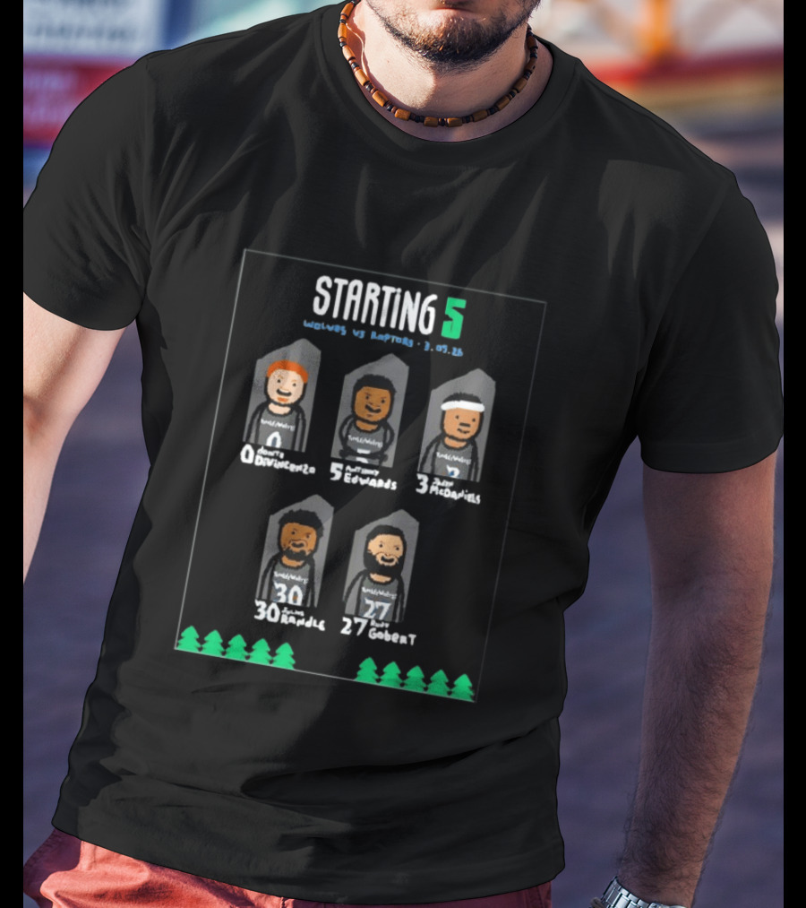 Starting 5 Divincenzo Edwards McDaniels Randle Gobert Minnesota Timberwolves T-Shirt